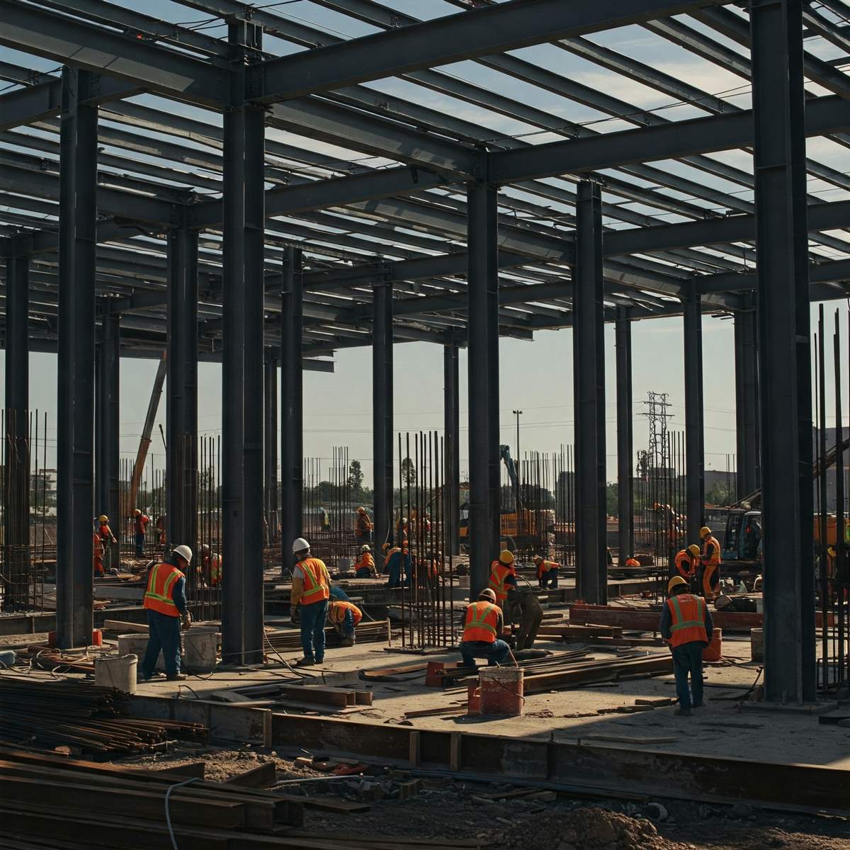 Operai al lavoro in un cantiere edile.